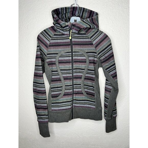 lululemon athletica Tops - lululemon athletica Striped Gray and Purple Hoodie